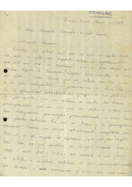 Carta de Etchecopar a Jorge Abelardo Ramos