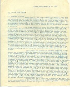 Carta a Perón sobre su alejamiento de Qué