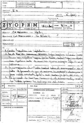 Radiograma ZYOPRM — cese de hostilidades