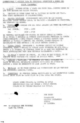 Instrucciones al personal argentino a bordo del Canberra