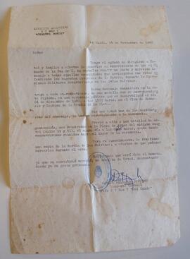 Carta de convocatoria a acto conmemorativo