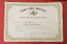 Certificado de participación en la Batalla Aérea por las Islas Malvinas, Fuerza Aérea Argentina
