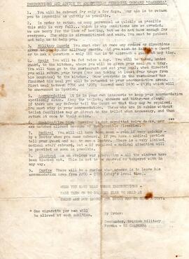 Instructions and advice to argentinian personnel onboard “Canberra”